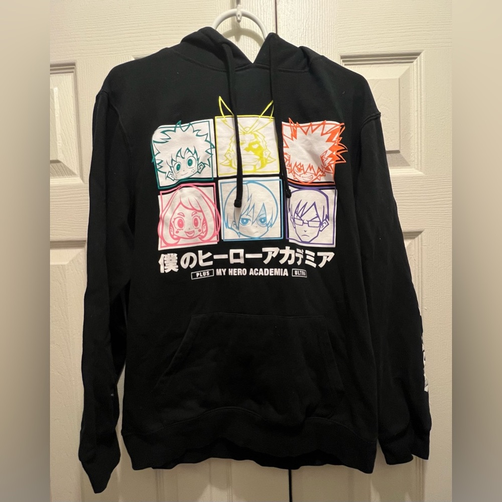 Hot Topic My Hero Academia Black Hoodie with Multicolor Character Panels